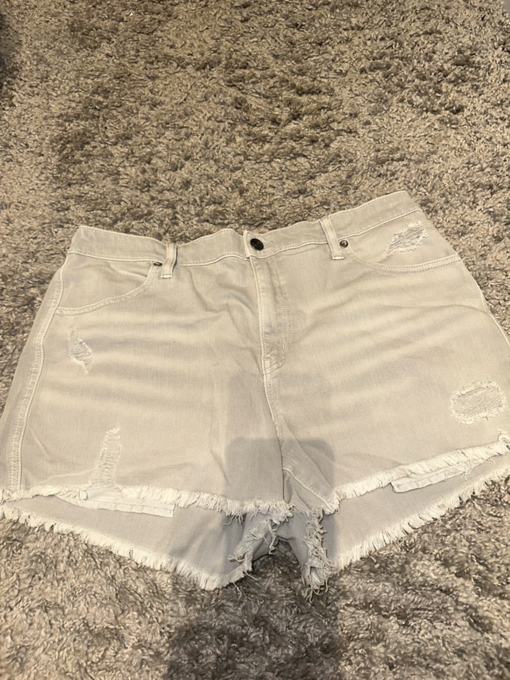 2x$30- aerie Light Gray Frayed Denim Shorts